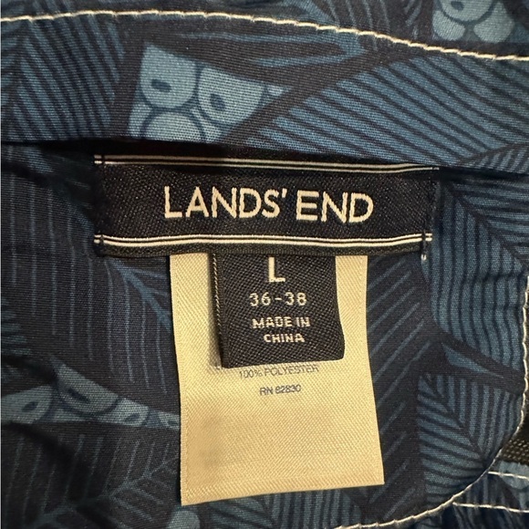 LANDS' END Mens Swim Trunks Ocean Water Blue Tropical Large 36-38 Vacation Lined - Picture 4 of 11